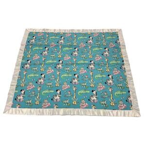 Double Sided Handmade Baby Blanket Baby Animals with Bows Tutus  &  Color Dots